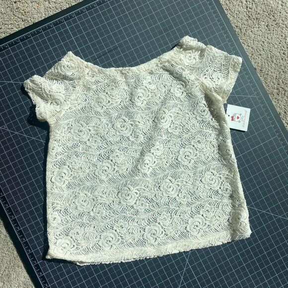 Little Miss Hot Stuff Cream Lace Crop Top Shirt - Picture 1 of 5